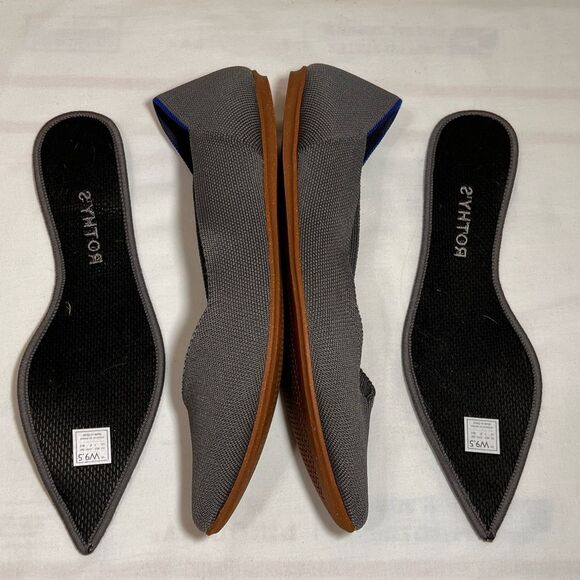 Rothy's Gray The Point Ballet Flats Size 9 1/2 - Picture 3 of 8